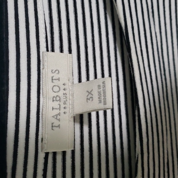 Talbots Plus 3X Black Stripe Slimming A Line Tee Florida Dress - Picture 2 of 7